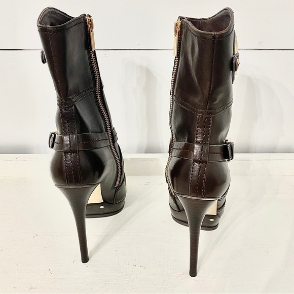 Michael Kors Stockard Platform Stiletto Brown Leather Ankle Booties, Size 7.5 - Picture 10 of 15